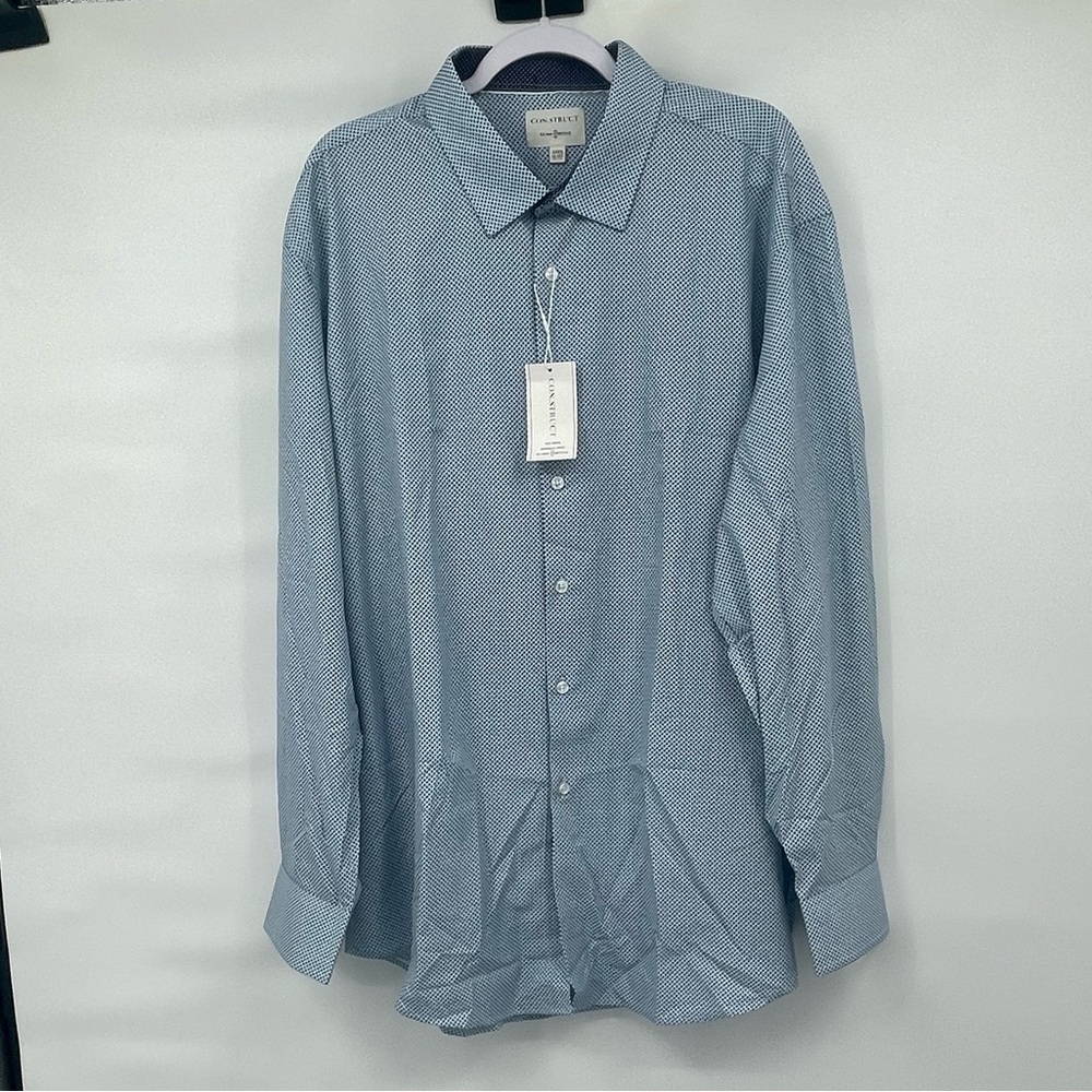 Con.struct NWT nordstrom light blue diamond print long sleeve button up shirt